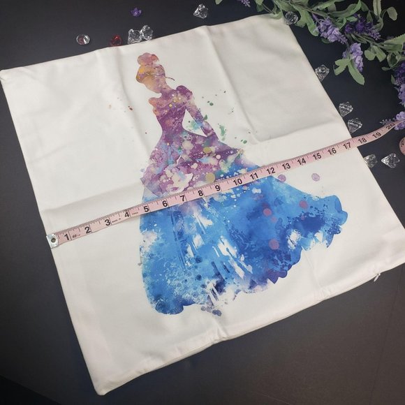 Princess Cinderella Blue Silhouette Mouse Themed Home Decorative Pillowcase - Picture 9 of 13